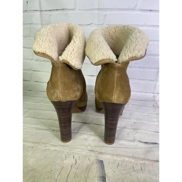 UGG Dandelion Ankle Chestnut Brown Suede Leather Boots Bootie Womens Size 11