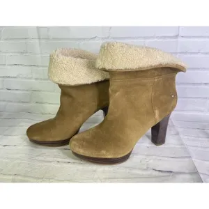 UGG Dandelion Ankle Chestnut Brown Suede Leather Boots Bootie Womens Size 11