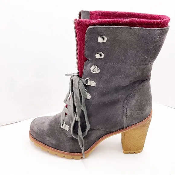 {UGG} Fabrice Charcoal Suede Combat  Boots