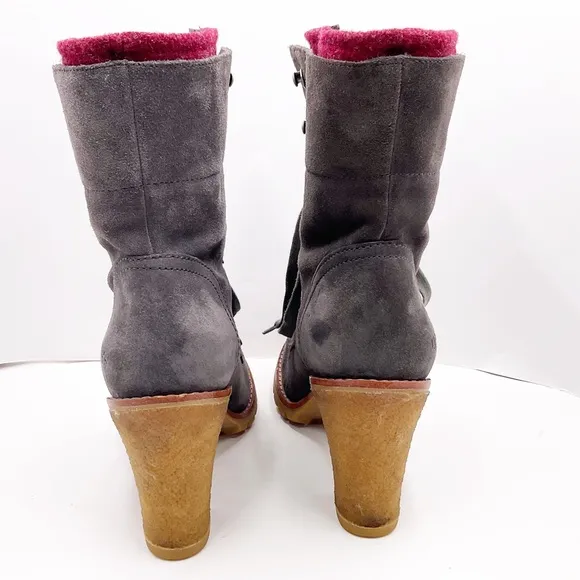 {UGG} Fabrice Charcoal Suede Combat  Boots
