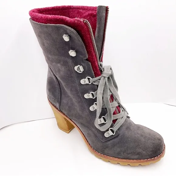 {UGG} Fabrice Charcoal Suede Combat  Boots