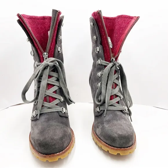 {UGG} Fabrice Charcoal Suede Combat  Boots