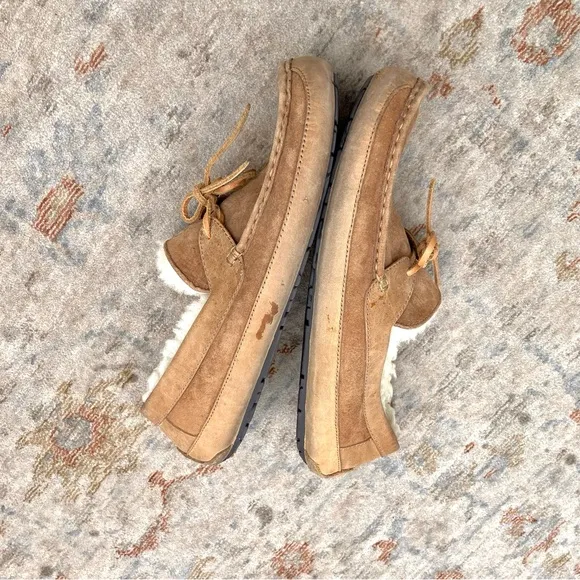 Ugg Fleece Lined Suede Slippers Driving Moccasins Men’s Sz 12