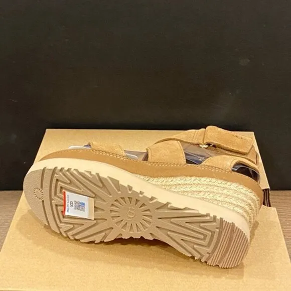 Ugg Ileana Chestnut Espadrille Platform Wedges Sandals Shoes Heels Pumps NEW