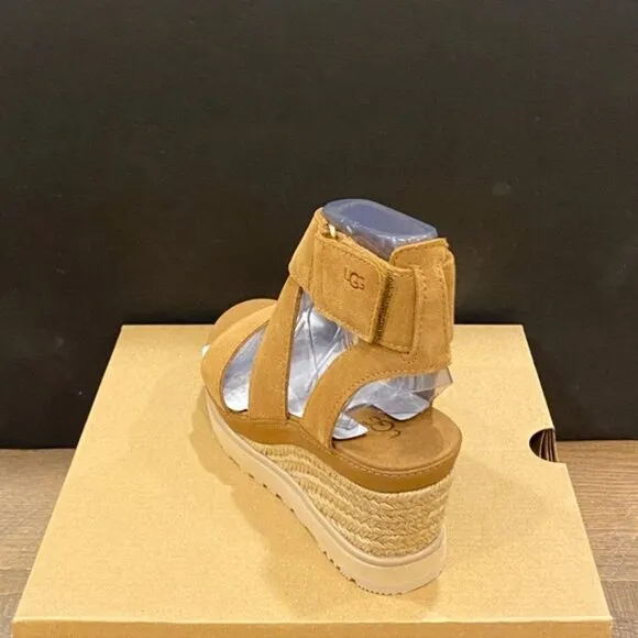 Ugg Ileana Chestnut Espadrille Platform Wedges Sandals Shoes Heels Pumps NEW