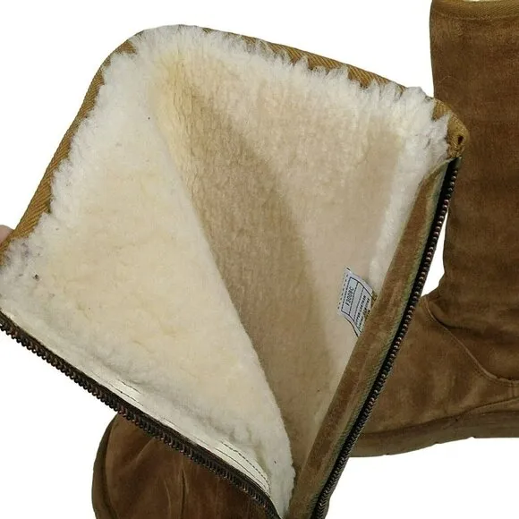 Ugg Knightsbridge Tall Boots 5119 Women Size 8 Brown Zipper Back Sheepskin