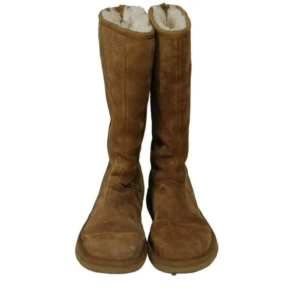 Ugg Knightsbridge Tall Boots 5119 Women Size 8 Brown Zipper Back Sheepskin