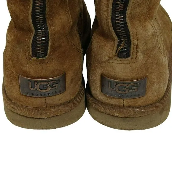 Ugg Knightsbridge Tall Boots 5119 Women Size 8 Brown Zipper Back Sheepskin