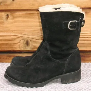 UGG Mare Black Suede Heeled Boots 6