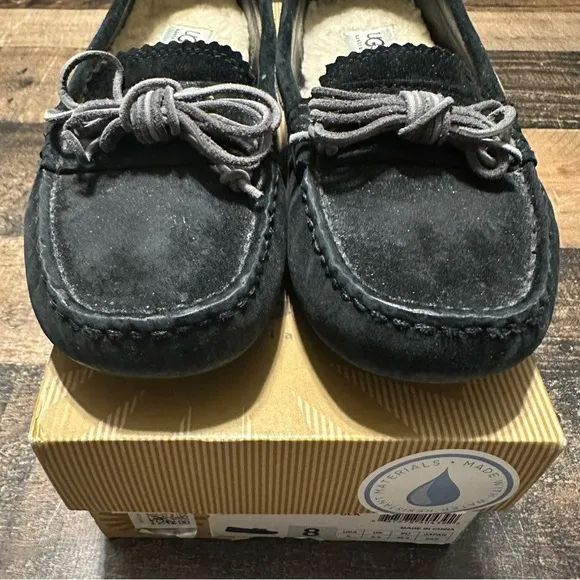 UGG Meena Black Suede Moccasins