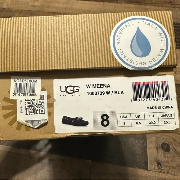 UGG Meena Black Suede Moccasins