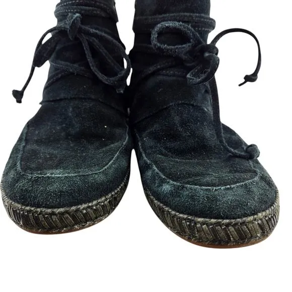 UGG Reid Moc Ankle Booties Womens 9.5 Black Suede Moccasins Hippie Bohemian