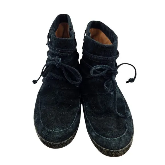 UGG Reid Moc Ankle Booties Womens 9.5 Black Suede Moccasins Hippie Bohemian