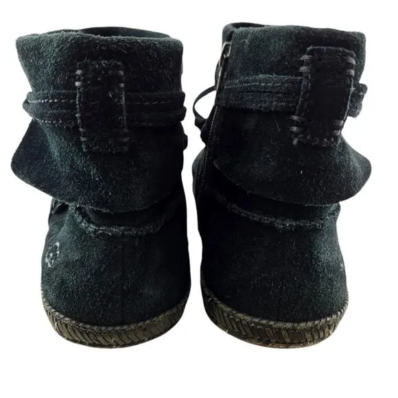 UGG Reid Moc Ankle Booties Womens 9.5 Black Suede Moccasins Hippie Bohemian