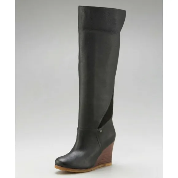 Ugg Revenna Leather Wedge Boots Size 9