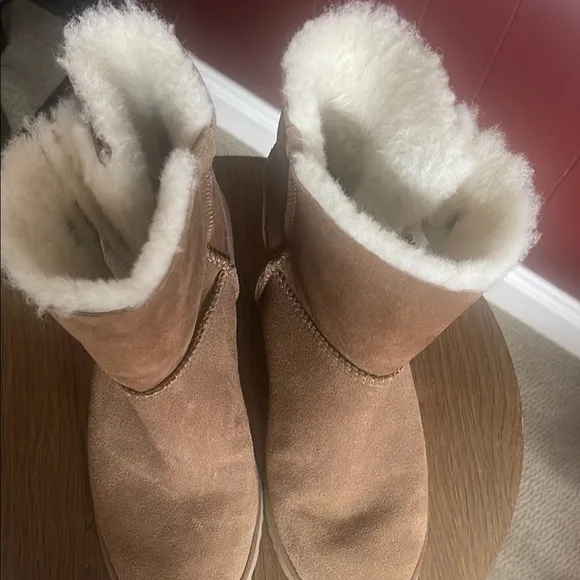 UGG tan and white wedge boots