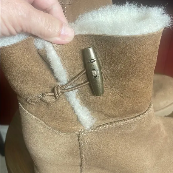 UGG tan and white wedge boots