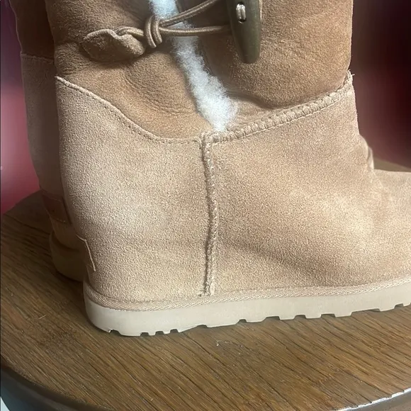 UGG tan and white wedge boots
