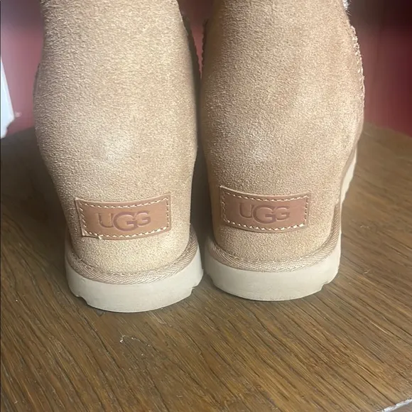 UGG tan and white wedge boots