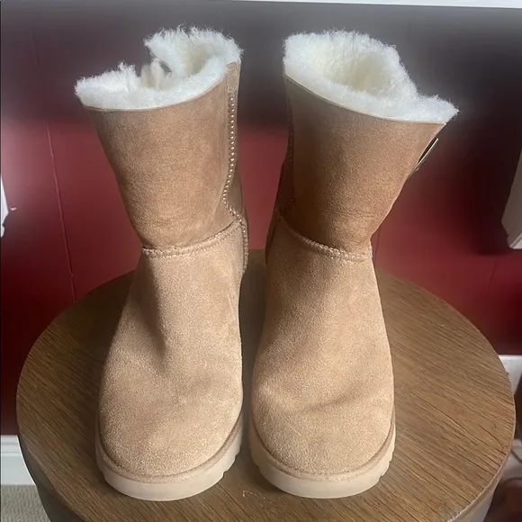 UGG tan and white wedge boots