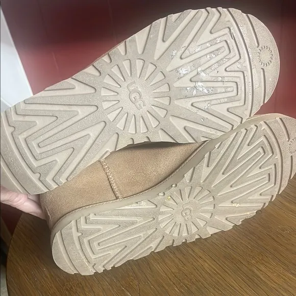 UGG tan and white wedge boots