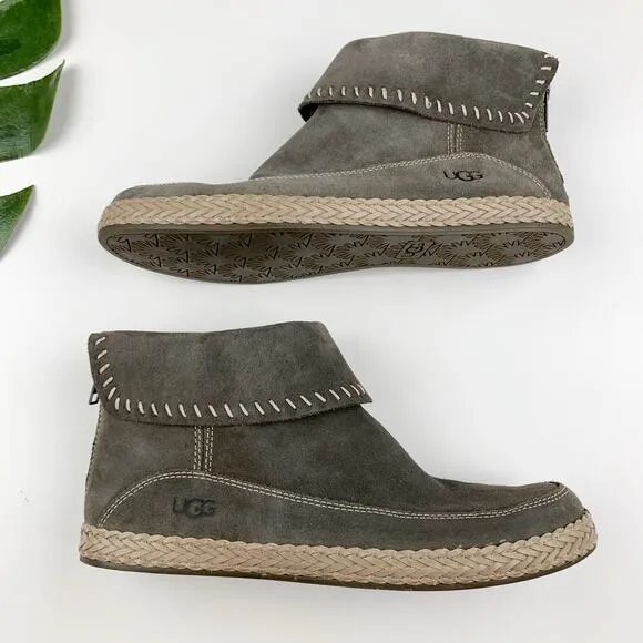 Ugg Varney Ankle Boots Moccasins Grey Suede Women's 8.5