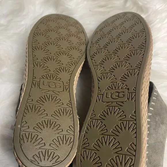 UGG Varney Slate Gray leather suede Moccasins Ankle Boots Back zipper SZ11