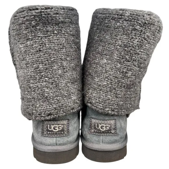 UGG Women’s Cardy Grey Knit Pull On Winter Boots Size US 8