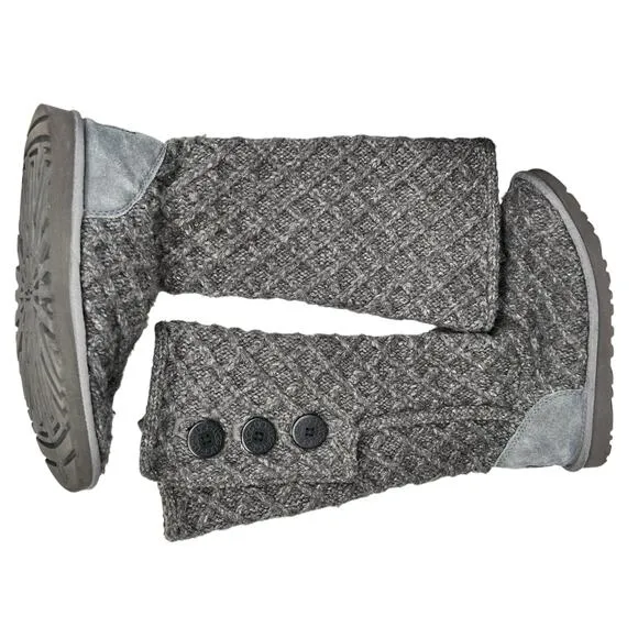UGG Women’s Cardy Grey Knit Pull On Winter Boots Size US 8