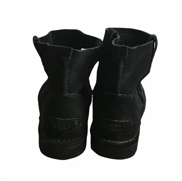 UGG Women’s Classic Unlined Mini Perf Ankle Boots Black Suede 8
