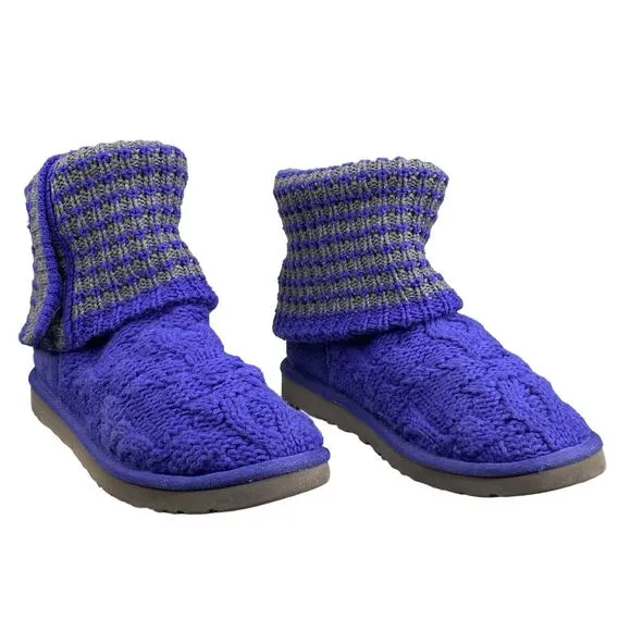 UGG Women's Leland Indigo Knit Cardy Pull On Winter Boots Size US 7