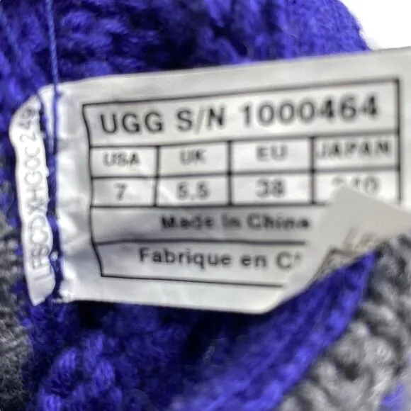 UGG Women's Leland Indigo Knit Cardy Pull On Winter Boots Size US 7