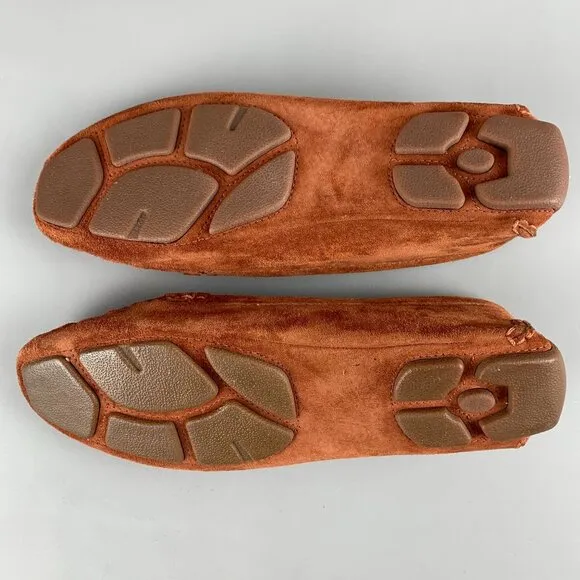 UGG Womens Suede Shearling Lined Driving Moccasins Loafers Size 9.5 Rust Brown
