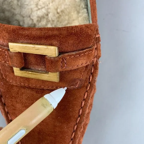 UGG Womens Suede Shearling Lined Driving Moccasins Loafers Size 9.5 Rust Brown