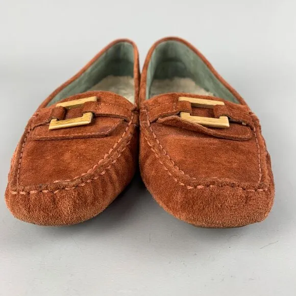 UGG Womens Suede Shearling Lined Driving Moccasins Loafers Size 9.5 Rust Brown