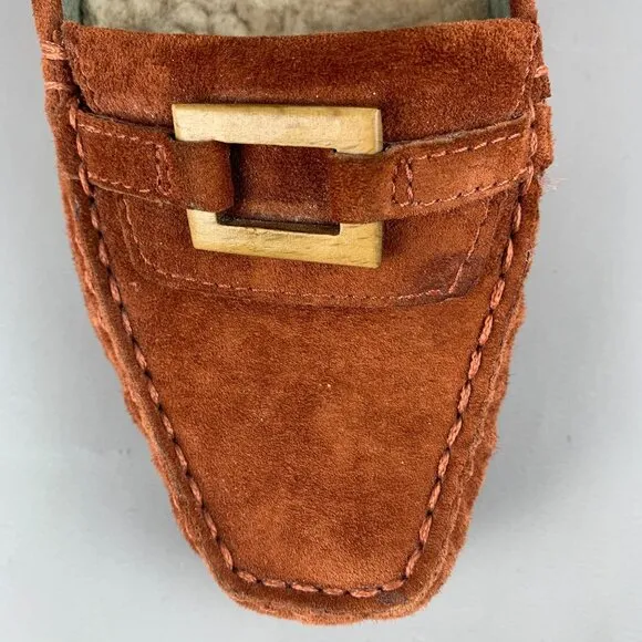 UGG Womens Suede Shearling Lined Driving Moccasins Loafers Size 9.5 Rust Brown