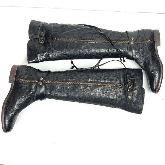UGG Collection Nicoletta Scored Over-the-Knee Black Leather Boot size 6 1/2