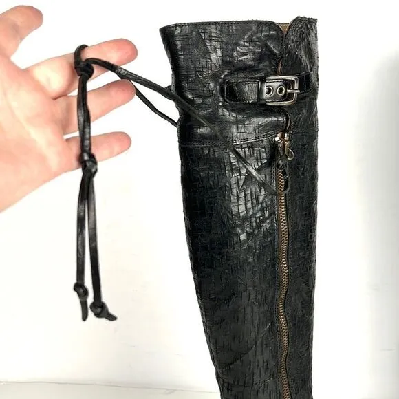 UGG Collection Nicoletta Scored Over-the-Knee Black Leather Boot size 6 1/2