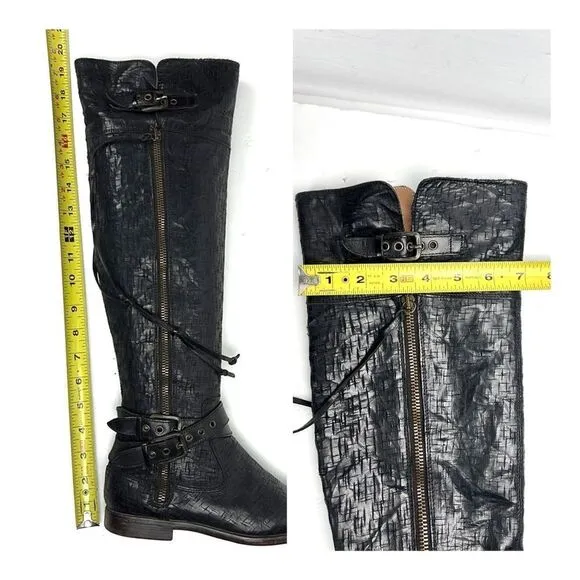 UGG Collection Nicoletta Scored Over-the-Knee Black Leather Boot size 6 1/2