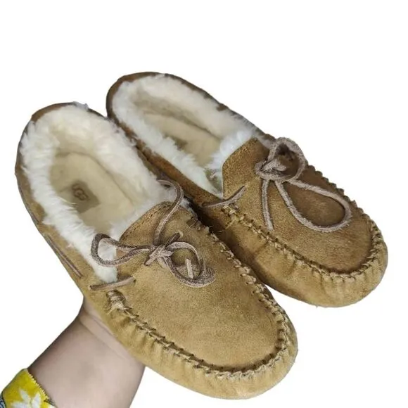Ugg Dakota Chestnut Suede Sheepskin Slippers Moccasins