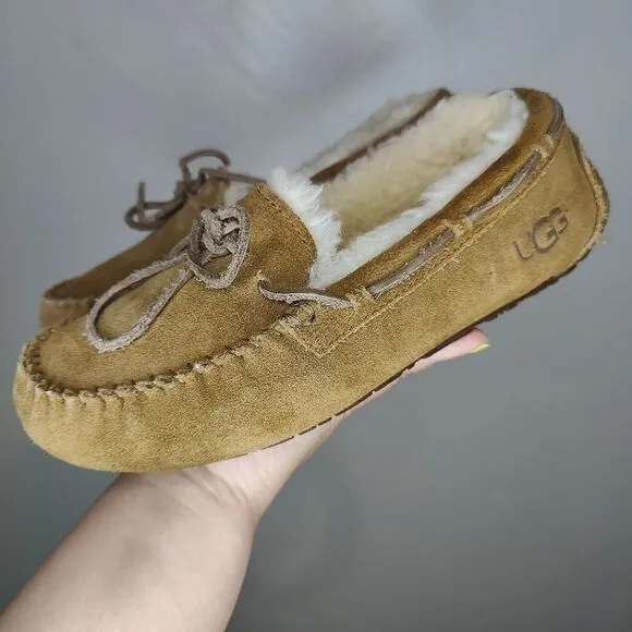 Ugg Dakota Chestnut Suede Sheepskin Slippers Moccasins