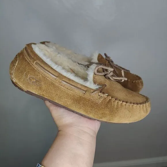 Ugg Dakota Chestnut Suede Sheepskin Slippers Moccasins