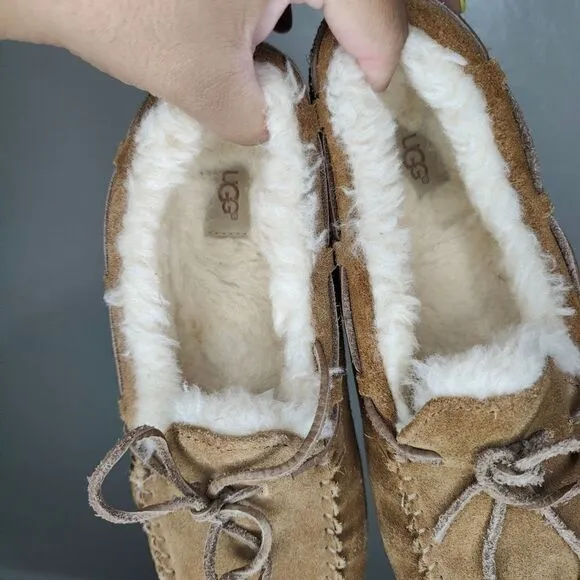Ugg Dakota Chestnut Suede Sheepskin Slippers Moccasins