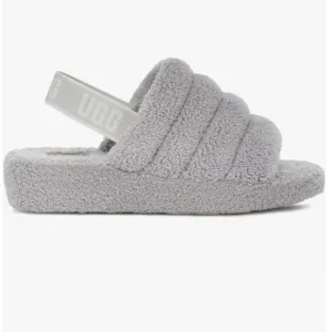 Ugg fluff yeah goat slide sheepskin slingback slipper shoes size 6 ash fog color