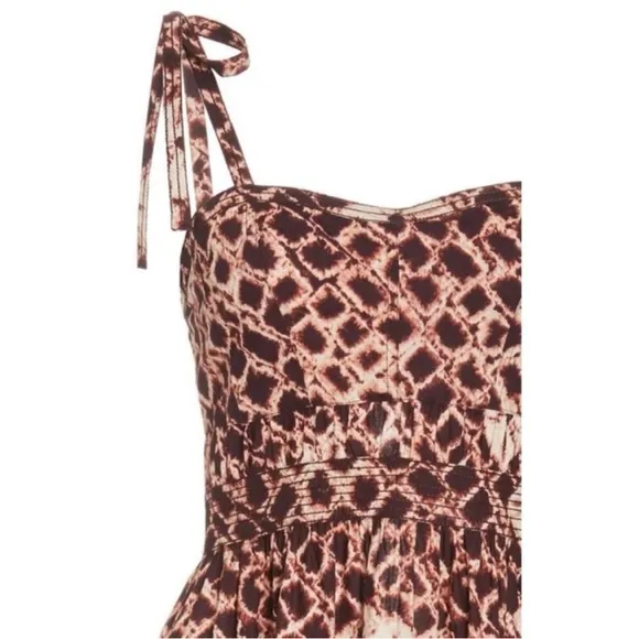 Ulla Johnson Eryn Cotton Dress in Henna Tie Strap Midi Batik 0