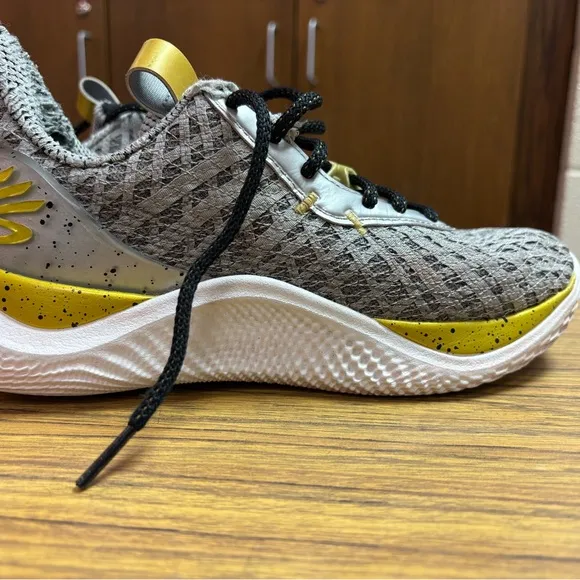 Under Armour Corry Young Wolf Gray and Gold Athletic Shoes