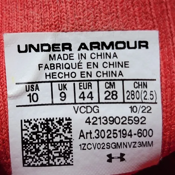 Under Armour Men's UA HOVR Phantom 2 3025194-600 Shoes Red  Size 10 Pre-owned