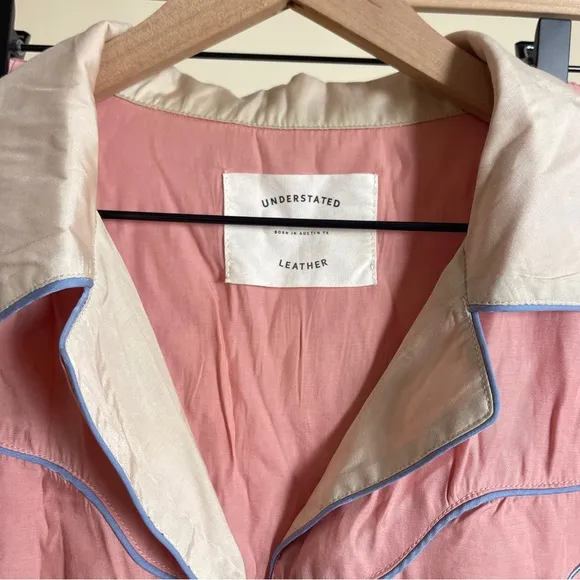 Understated Leather Lucky Stars Sleepwear Pajama SET in Blush Pink Satin Sheen