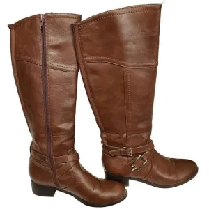 Unisa Riding Boots Womens Size 6M Brown Zip Up Side Buckle Calf
