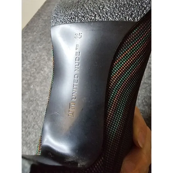 United Nude Fold Mid Green/Brown Ankle Heeled Booties Size 35 /‎ 5